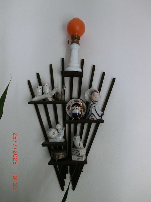 Display stand with decorations included.