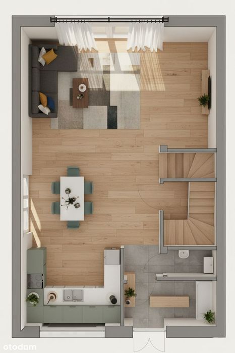 Nowoczesny dom w zabudowie bliźniaczej 115m² z pompą ciepła