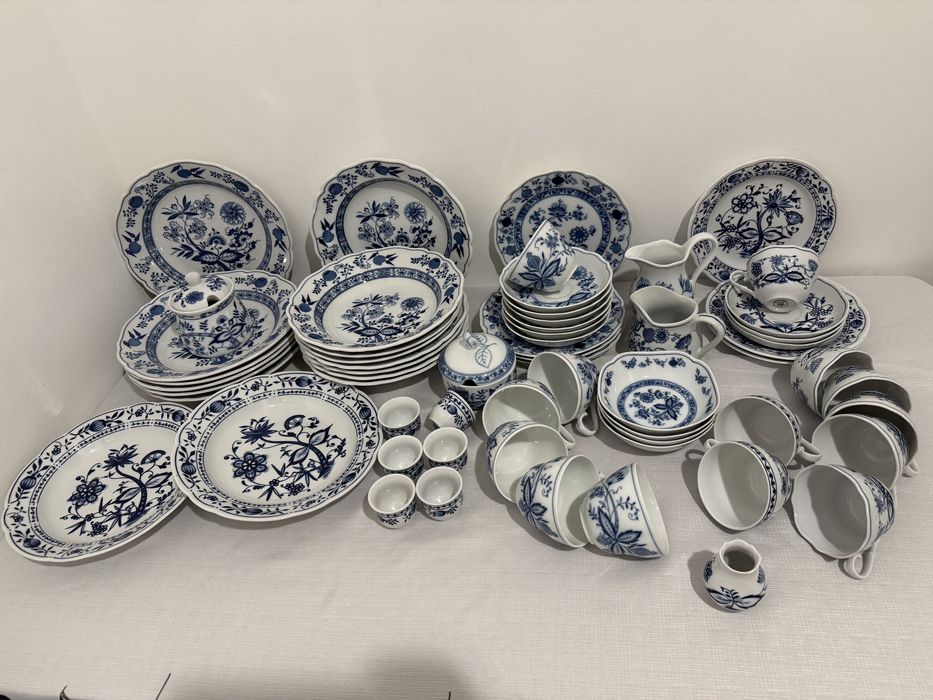 Duży serwis zwiebelmuster wzór  cebulowy