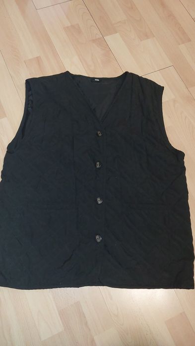 Czarny bezrękawnik damski 46 48  3xl duży damski plus size jesień ocieplony