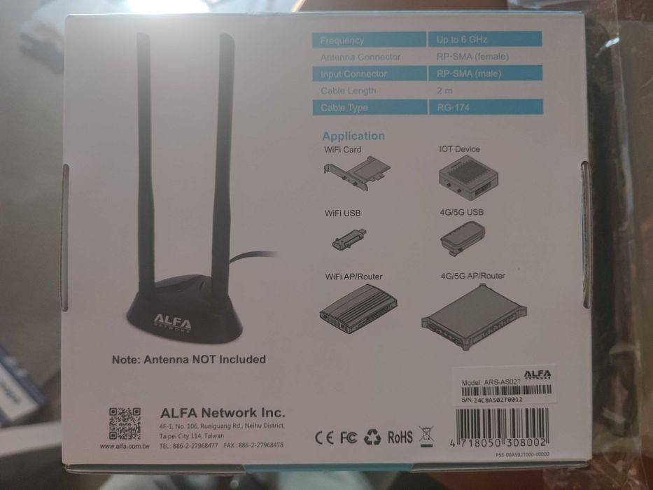 Alfa Network, 2 antenas WiFi 6E com base magnética para as mesmas