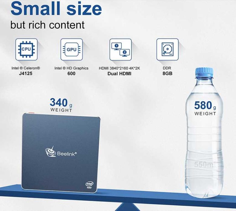 Mini PC Beelink Gemini M 8GB + Monitor AOC 24"64584346028034123