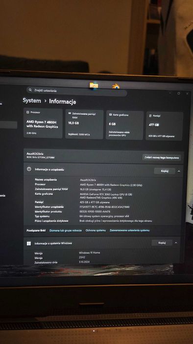 ASUS ROG Strix G17 Ryzen 7 / 16 GB RAM / RTX 3060 130 W