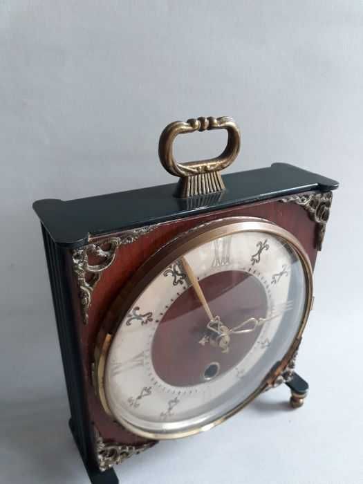 Zegar ORFAC / Holandia - Drewno, Mosiądz, Szkło