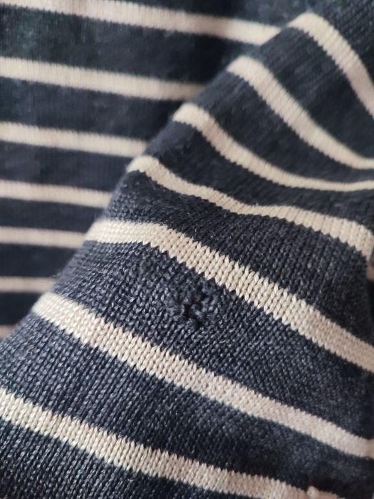 Sweter Selected Homme 38 M grafitowy beżowe paski 50 % wełna guziki