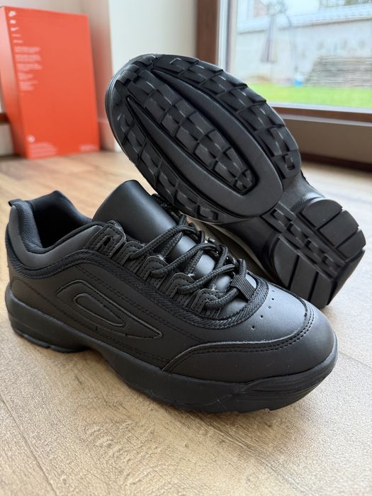 Buty Damskie Sneakersy Sportowe Czarne Platforma • Rozm. Eu 38 - 24 cm • Szybka Wysyłka