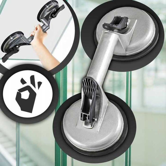Przyssawka Podwójna Do Szyb Uchwyt Do Szkła Glazury Do 100kg Aluminium