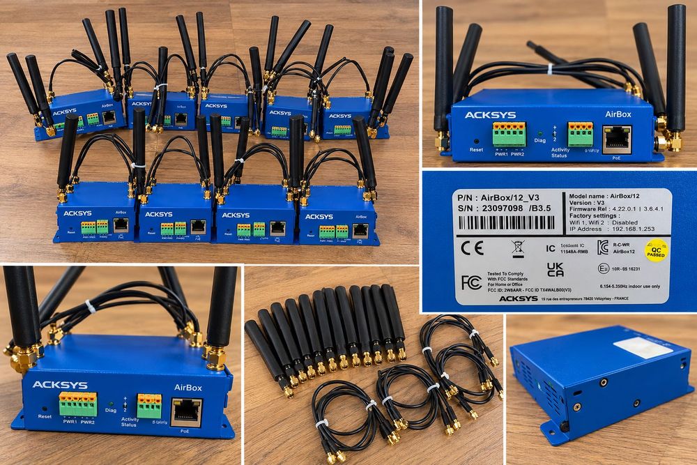 Przemysłowe routery WiFi ACKSYS AirBox/12 V3 – 12 sztuk