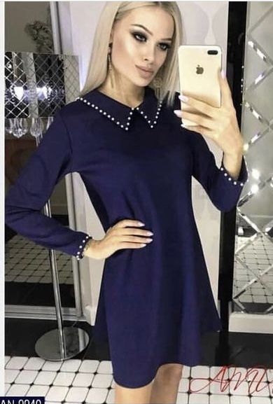 Платье короткое с длинным рукавом