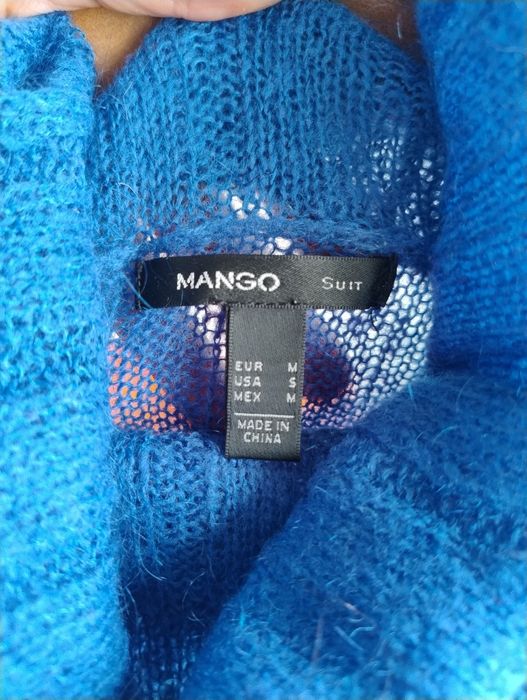 Mango suit M L sweter golf 27% moher niebieski chabrowy