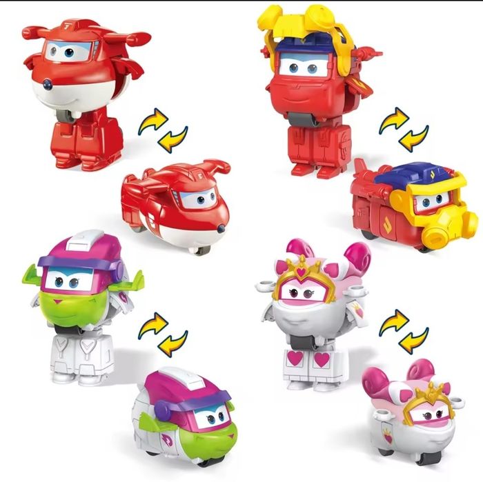 Super Wings набір 4шт. Супер крила Jett, Runi, Curie, Sara