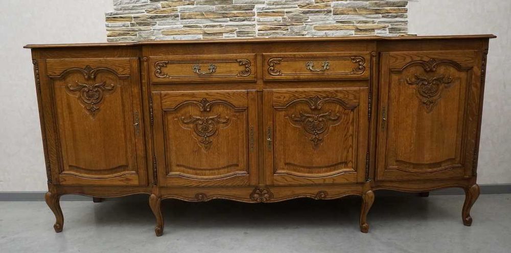 www.HD-MEBEL.pl  Komoda Dębowa Chippendale szer. 220 cm  ( P-1446 )