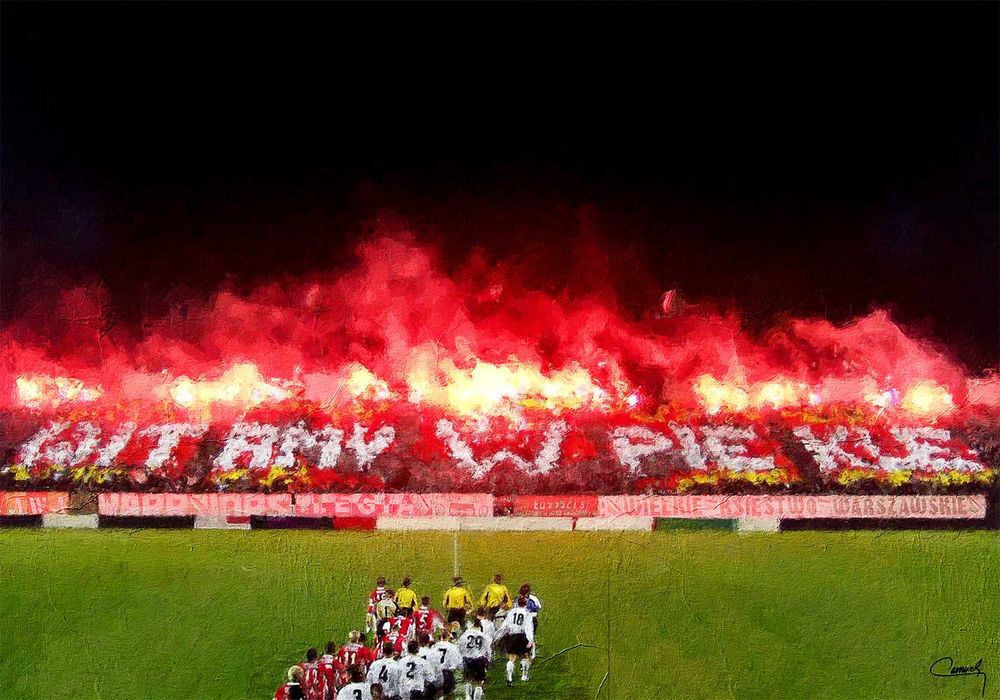 Obraz na ścianę 100x70 cm Legia Warszawa Witamy w piekle