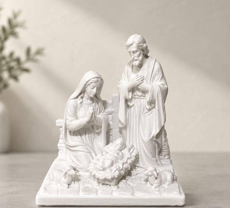 Presépio Sagrada Família branco com ovelhas — impressão 3D