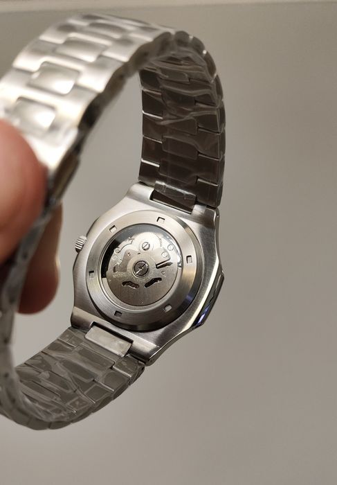 Seiko MOD Nautilus Biały White Silver Srebrny Open Heart Custom NOWY