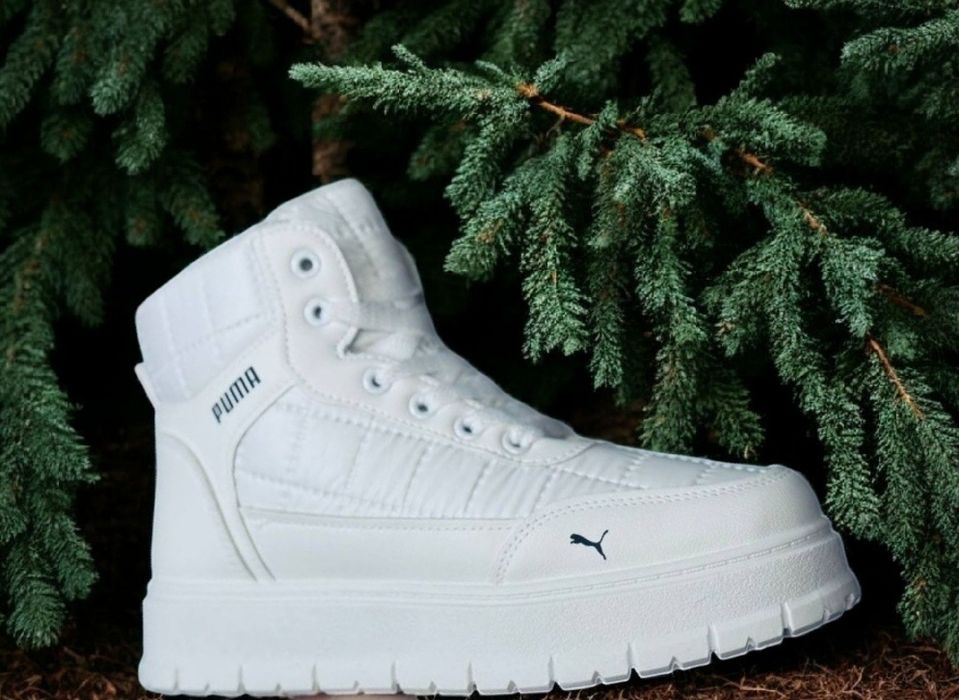 Жіночі зимові кросівки Puma/натуральная кожа/белые зимние ботинки пума