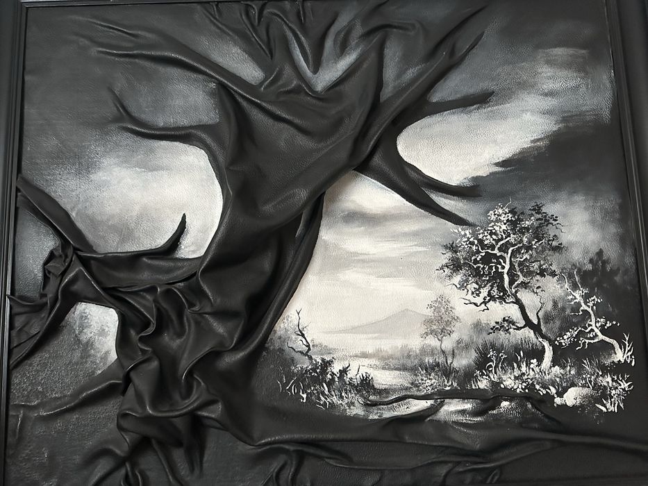 Obraz skórzany czarny