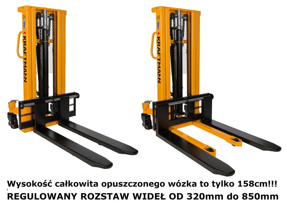 Paleciak 1t Wózek paletowy MASZTOWY SZTAPLARKA WIDLAK 200cm 1000kg