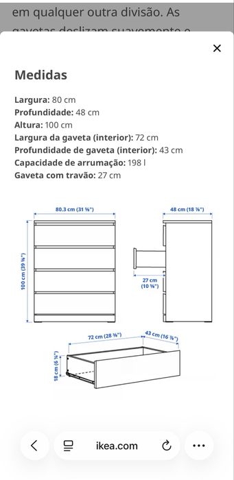 Cómoda com 4 gavetas Ikea