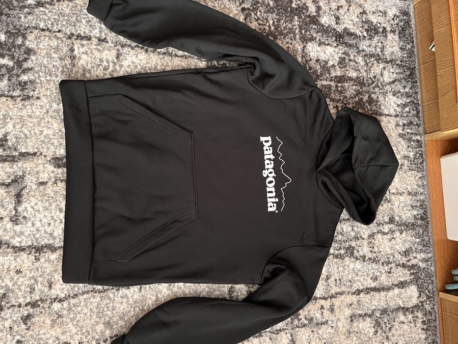 Худи patagonia logo унисекс патагония толстовка кофта черный