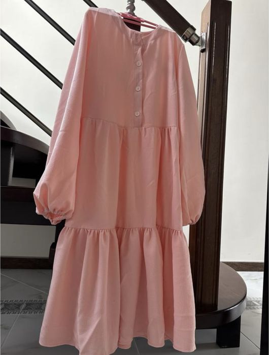 Сукня-трапеція з воланами, колір світло-рожевий, m