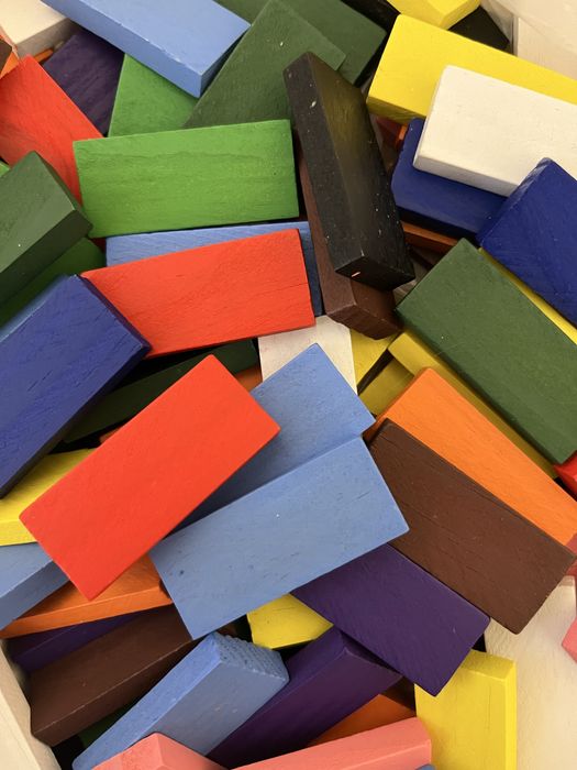 Деревяні іграшки каталка кубики посуд фрукти