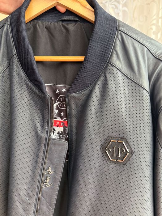 Чоловіча натуральна шкіряна куртка Philipp Plein