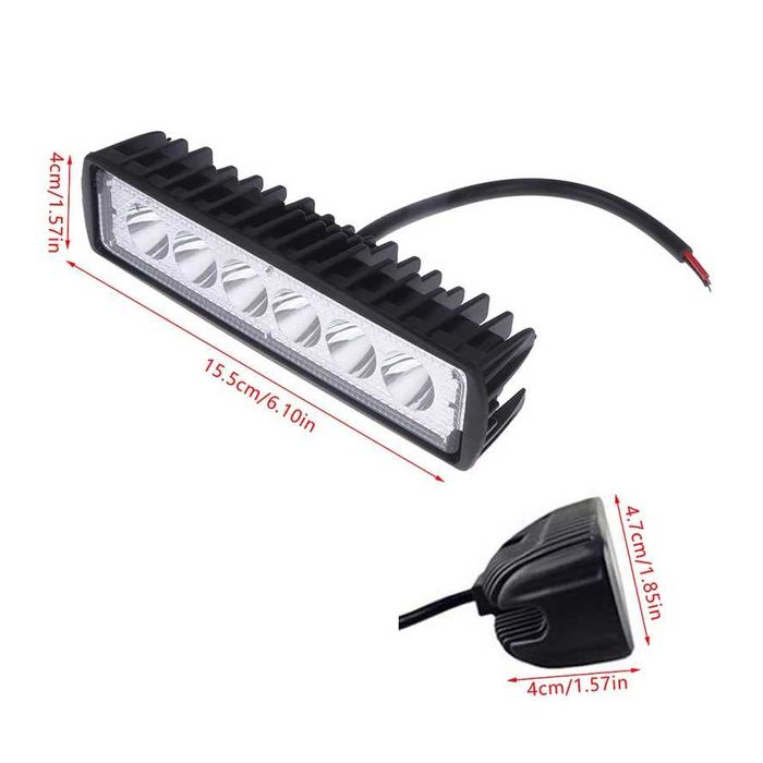 Par de faróis auxiliares 6 LED barra horizontal