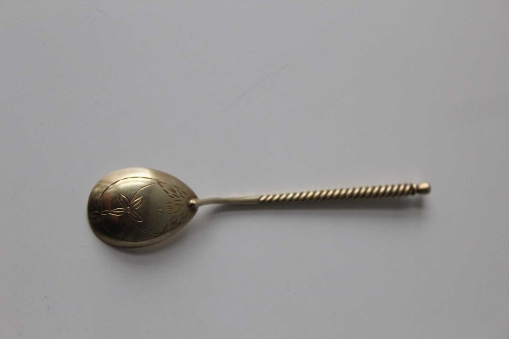 Чайна ложка, срібло, 875, позолота, 15 грам, 1953 рік нова