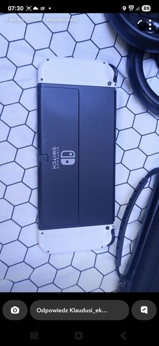 Nintendo switch oled + pokrowiec, Joy con wheel pair, 4 gry karta sim