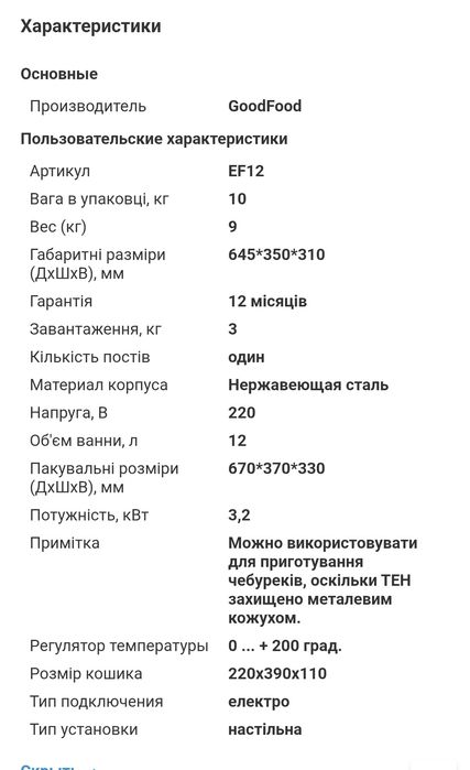 Електрична Фритюрниця 12л