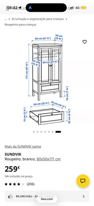 Armário de criança branco