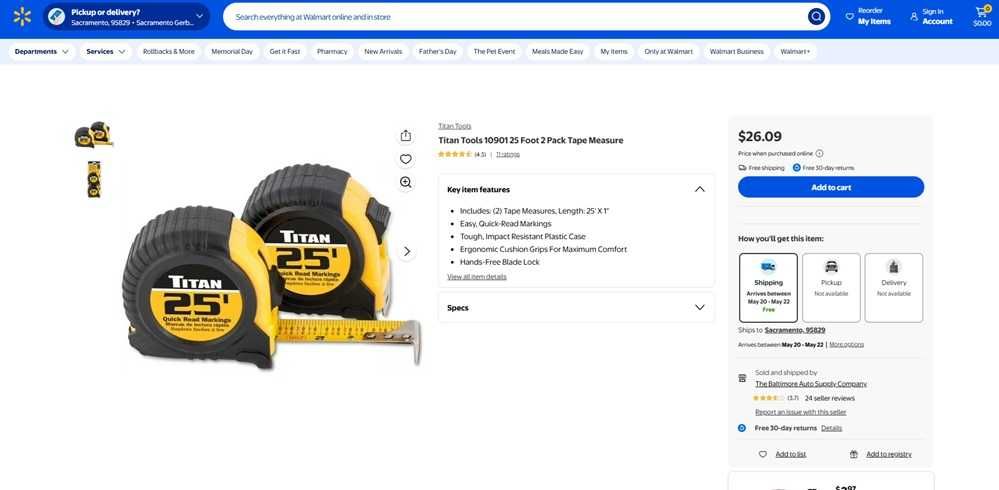 Titan Tools fita métrica 25 pés, 2 unidades
