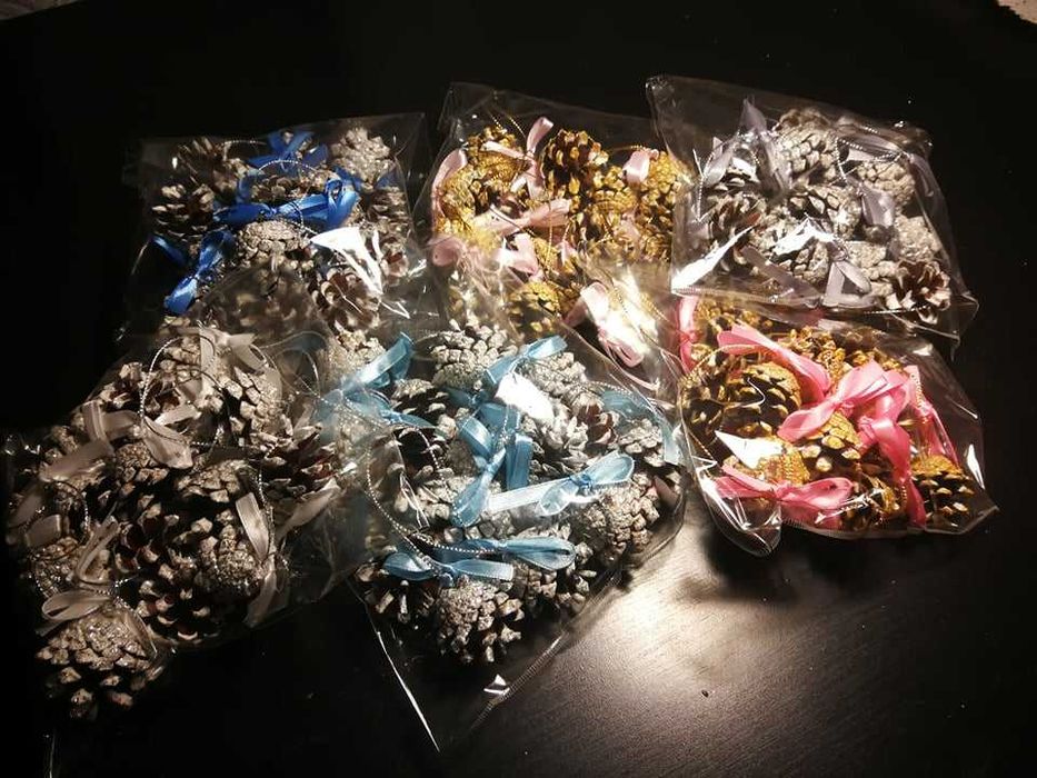 Śliczne kolorowe szyszki do dekoracji świątecznej!!!