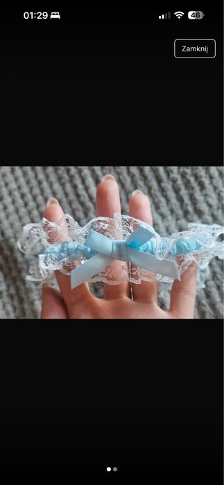 Podwiązka niebieska nowa biała ślub wesele