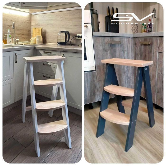 Стремянка деревянная для кухни Драбина табурет дерев'яна для кухні Бук