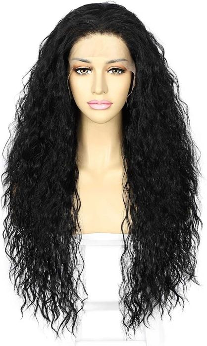 Peruka kręcone włosy długie syntetyczne czarne Sapphirewigs 66cm