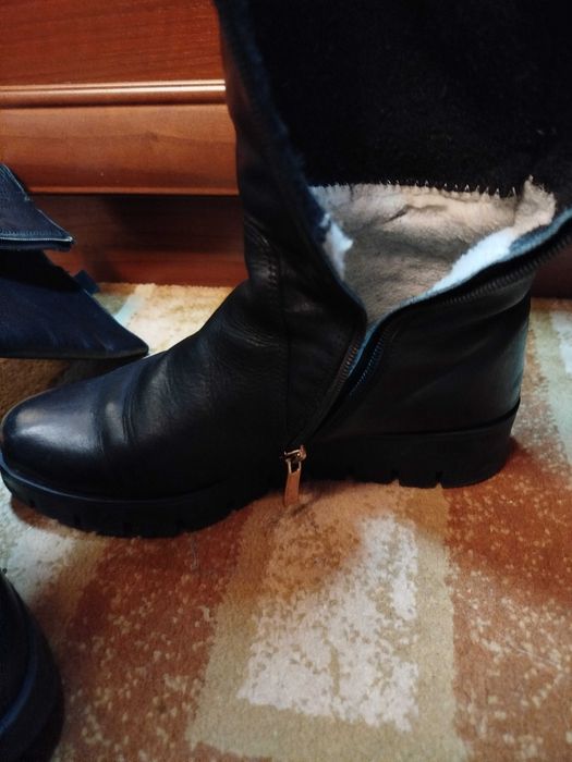Сапоги шкіряні зимові