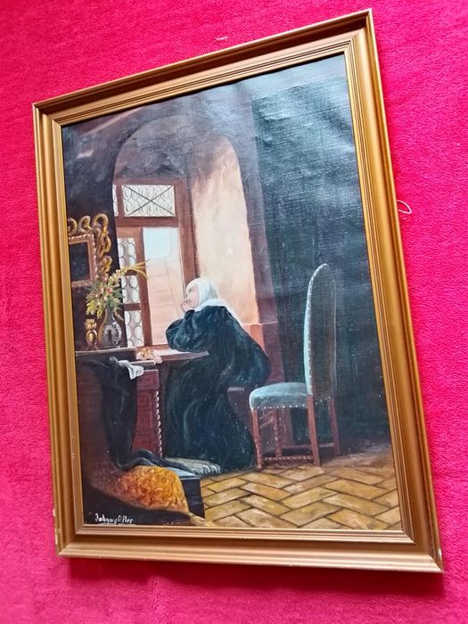 Stary obraz na płótnie sygnowany   .