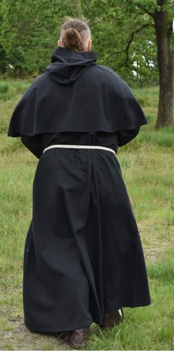 Szata mnicha z kapturem strój LARP z sznurkiem – Brąz L/XL