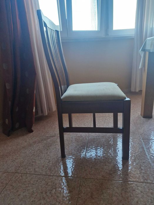 6 cadeira de sala, madeira maciça com tampo