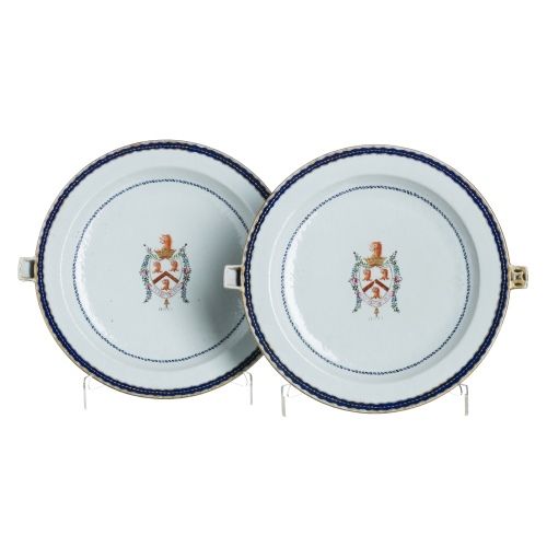 Porcelana oriental - Par de pratos de rechaud - Jiaqing