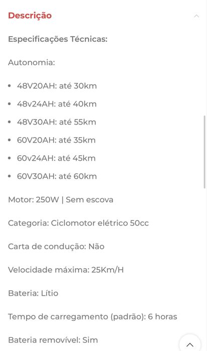 Moto elétrica em bom estado