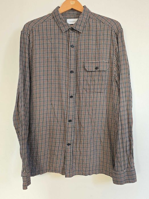 Brązowa koszula w kratę pepitkę Topman