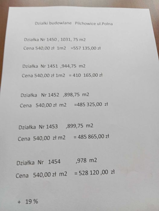 Pilchowice   Centrum działka budowlana