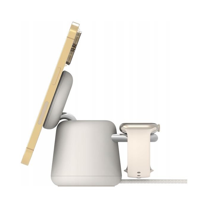outlet belkin ładowarka 2w1 qi2 magsafe 15w iphone watch airpods piaskowa