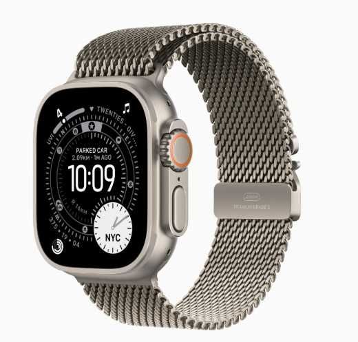 Apple Watch Ultra 3 GPS + Cellular, Caixa em titânio natural de 49 mm com Loop milanesa em titânio natural – M (Novo - Caixa Selada)