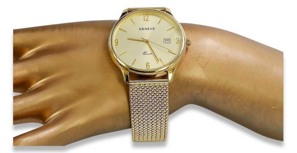 Złoty zegarek męski 14k 585 Geneve Poznań mw017y&mwb014y