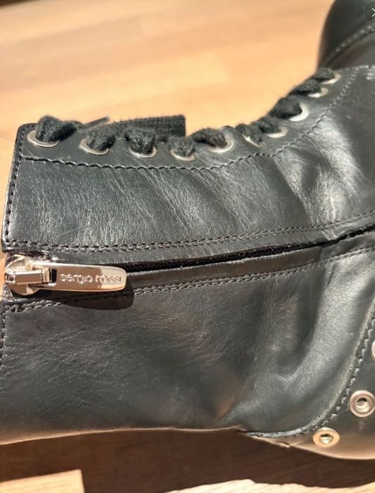 czarne, wiązane i na zamek botki Sergio Rossi, rozmiar 39