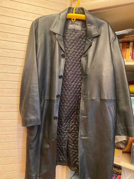 Мужское кожанное пальто, размер 50-52